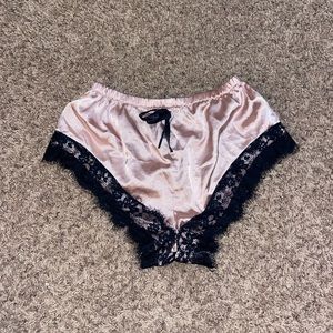 Pink satin pajama shorts